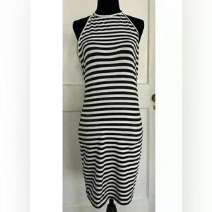 BNWOT Black & White Striped Beach Coverup Size Large